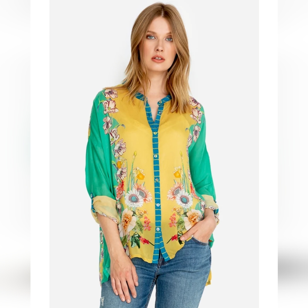 Johnny Was 💛 💚 Fleur Blouse, Large 🆕